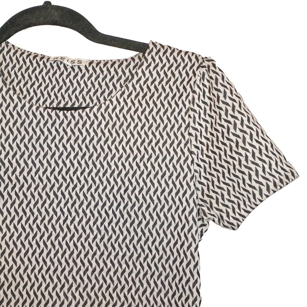Reiss Black & Gray Knit Short Sleeve Top - Size S